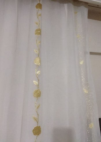 İşlemeli Beyaz Tül Perde - Görsel 6