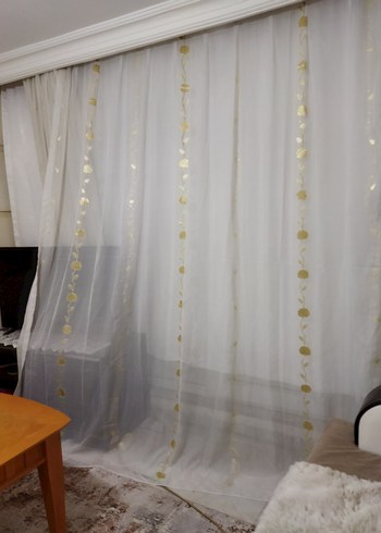 İşlemeli Beyaz Tül Perde - Görsel 2