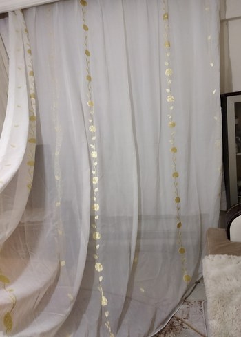İşlemeli Beyaz Tül Perde - Görsel 4