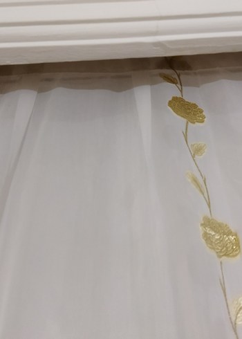 İşlemeli Beyaz Tül Perde - Görsel 3