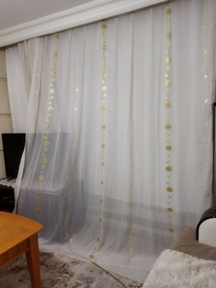 İşlemeli Beyaz Tül Perde - Görsel 2