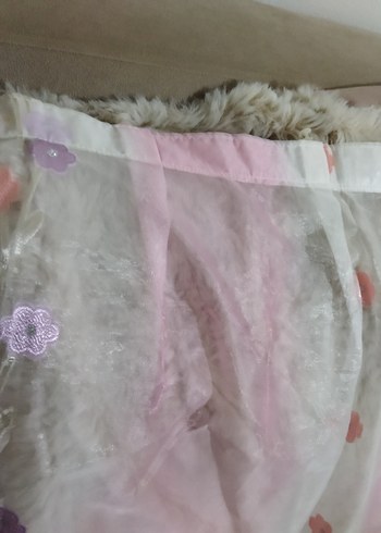 Nakışlı Pembe Tül Perde - Görsel 4