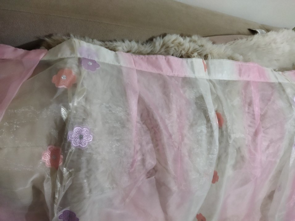 Nakışlı Pembe Tül Perde - Görsel 4