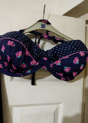 Kadın Mavi Çiçekli Vintage Bikini Üstü