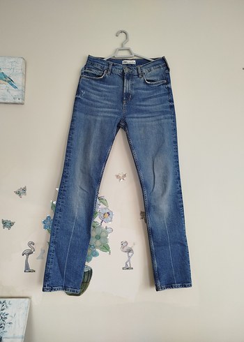 Kadın Mavi Normal Boy Denim Rahat Kesim Jean