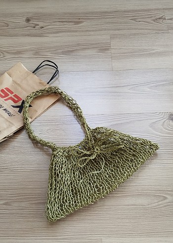 Zara Örgü Bohem Yeşil Kol Çantası