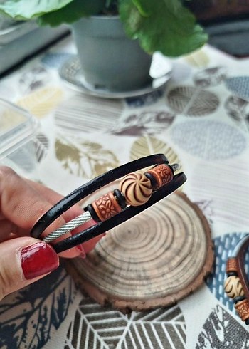 Renkli Detaylı Bohem Erkek Deri Bileklik - Görsel 2