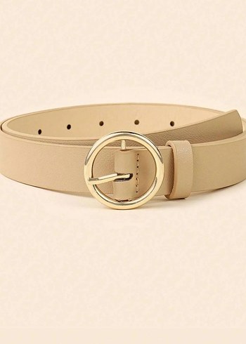 Yuvarlak Tokalı Deri Kadın Kemer Seti - Görsel 4