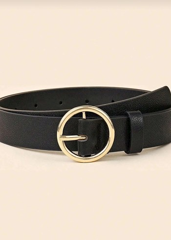 Yuvarlak Tokalı Deri Kadın Kemer Seti - Görsel 2