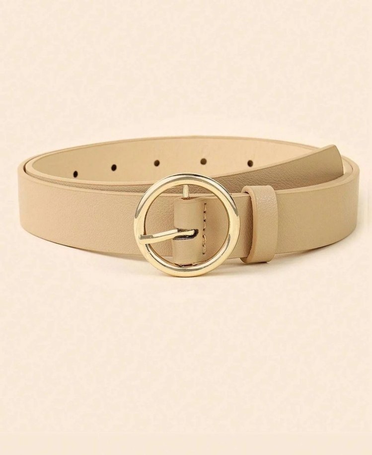 Yuvarlak Tokalı Deri Kadın Kemer Seti - Görsel 4