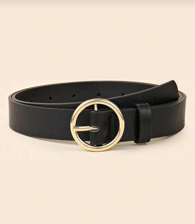 Yuvarlak Tokalı Deri Kadın Kemer Seti - Görsel 2