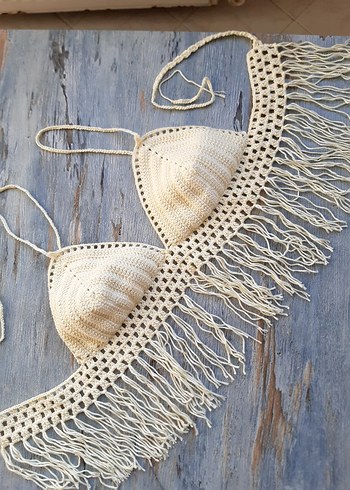 Bej Nakışlı Bohem Mini Bralet