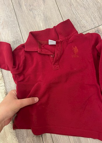 Kırmızı Erkek Çocuk Polo Yaka Uzun Kollu Tişört