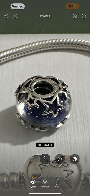Beden beyaz Renk Orjinal Pandora charm. Galaksi mavi yıldız murano
