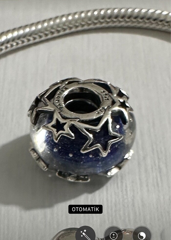 Orjinal Pandora charm.  Galaksi mavi yıldız murano - Görsel 4
