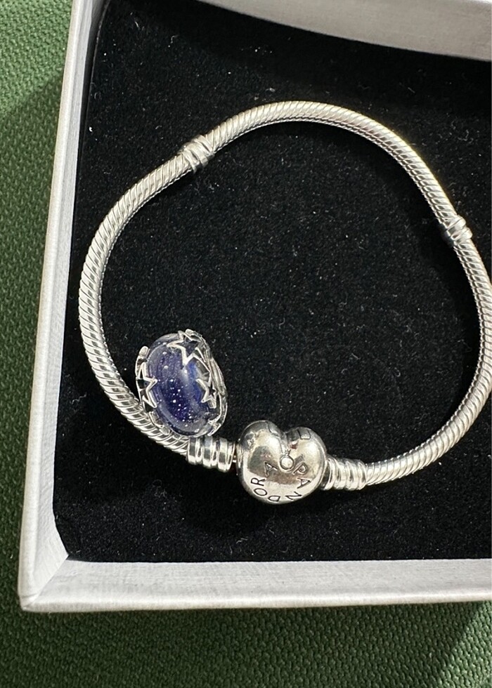 Orjinal Pandora charm.  Galaksi mavi yıldız murano - Görsel 3