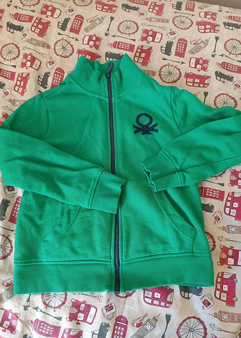 Benetton Erkek Çocuk Fermuarlı Yeşil Sweatshirt