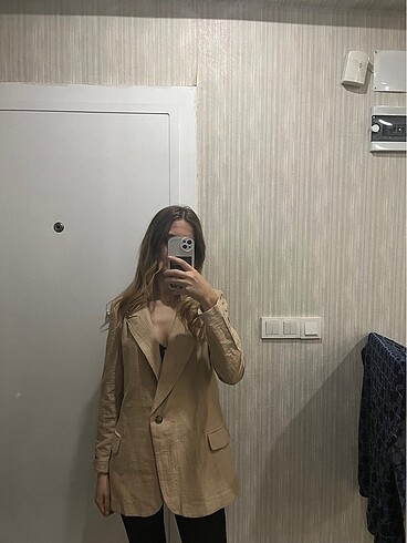 Oxygene Kırışık görünümlü blazer ceket