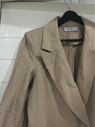 s Beden camel Renk Kırışık görünümlü blazer ceket