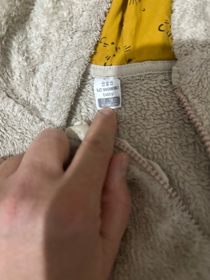 Bej Peluş Bebek Tulumu Kapüşonlu - Görsel 3