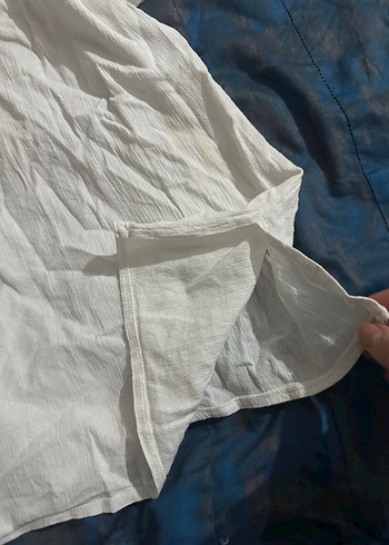 Bohem şike bezi V Yaka Kısa Kollu Beyaz Kadın Bluz - Görsel 8