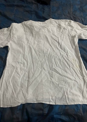 Bohem şike bezi V Yaka Kısa Kollu Beyaz Kadın Bluz - Görsel 6