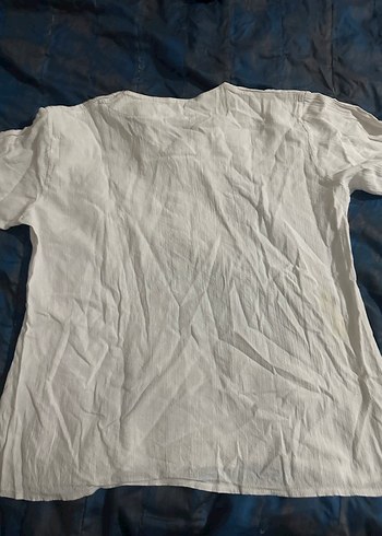 Bohem şike bezi V Yaka Kısa Kollu Beyaz Kadın Bluz - Görsel 10