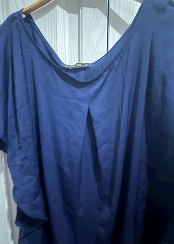 Lacivert V Yakalı Salaş Kadın Bluz - Görsel 6