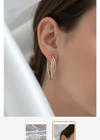 Altın Renk Katlamalı Mini Halka Küpeler - Görsel 2