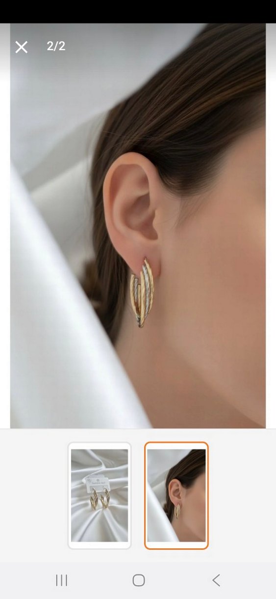 Altın Renk Katlamalı Mini Halka Küpeler - Görsel 2