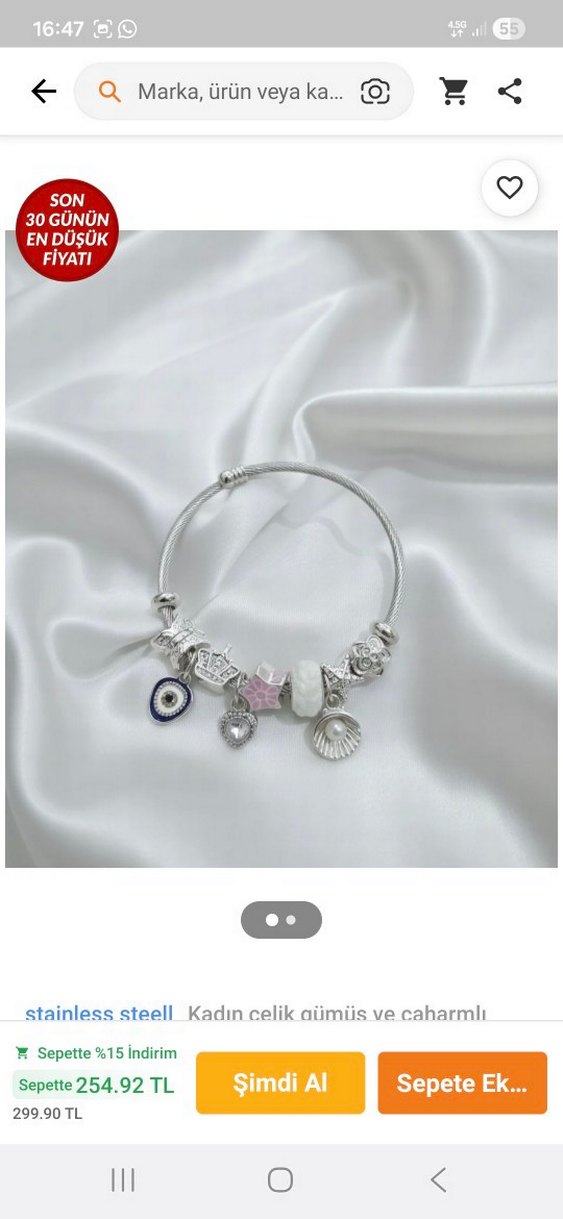 Mor Boncuklu Bohem Bileklik çarmlı bileklik pandora - Görsel 2