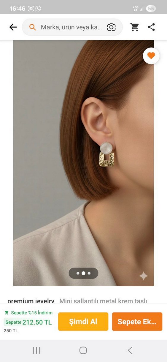 Altın Renkli Boncuklu Midi Küpe çok zarif - Görsel 2