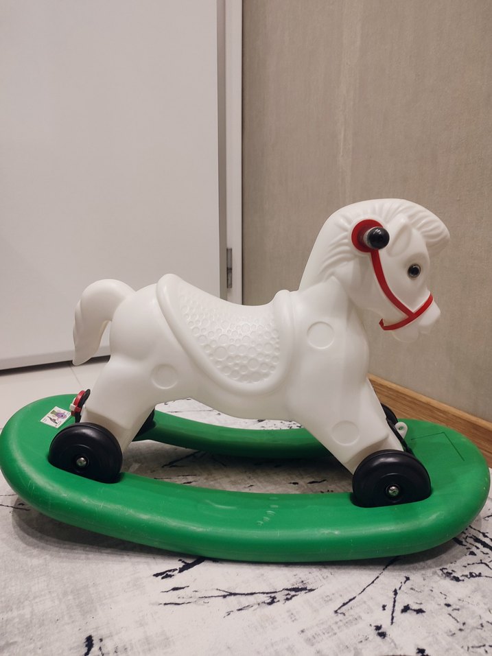 PİLSAN marka Beyaz Sallanan At Oyuncağı - Görsel 3