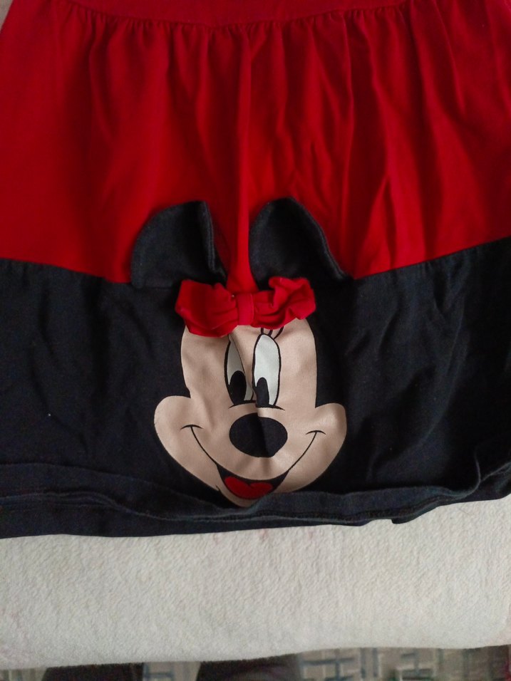 Kız Çocuk Kırmızı Baskılı Elbise - Görsel 2