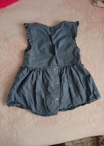 Nakışlı Fırfırlı Kız Kot Elbise - Görsel 5