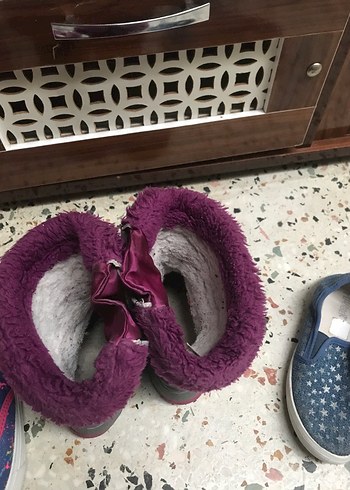 28 Beden Mor ve Gri Kız Çocuk Polar Botu