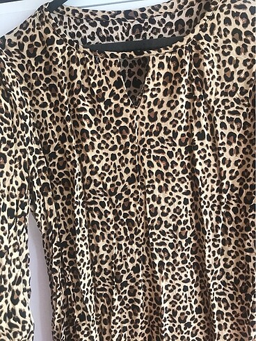 m Beden kahverengi Renk LEOPAR ELBİSE