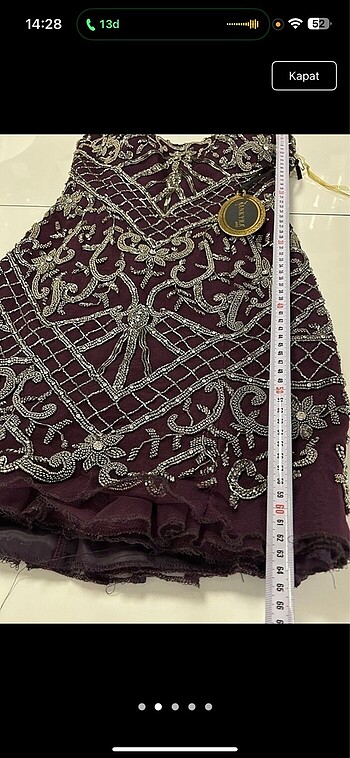 xs Beden bordo Renk İthal taşlı abiye