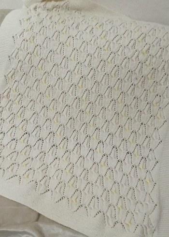 Beyaz Örgü Çocuk Battaniyesi - Görsel 4