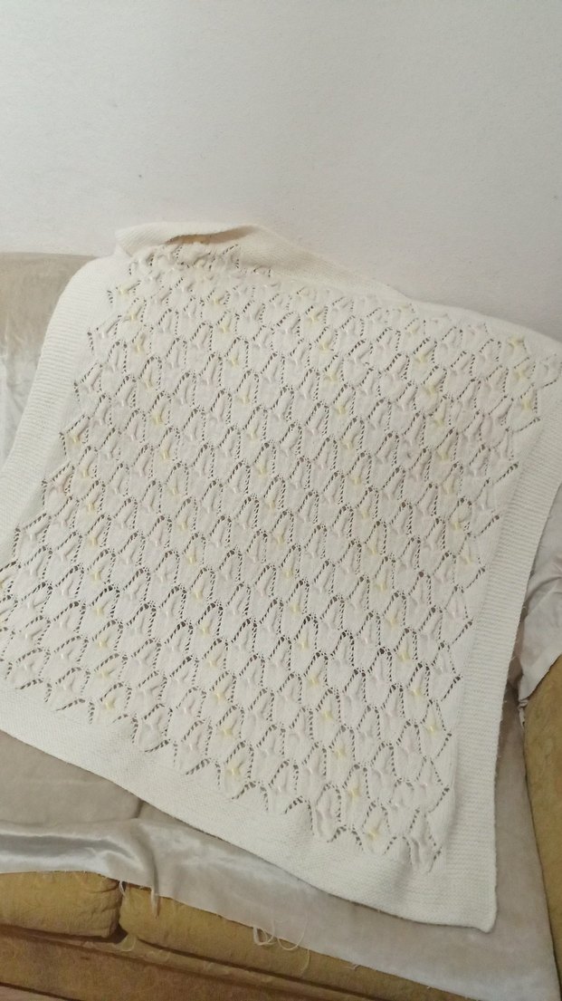 Beyaz Örgü Çocuk Battaniyesi - Görsel 5