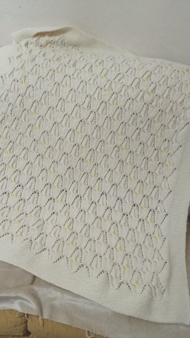 Beyaz Örgü Çocuk Battaniyesi - Görsel 3