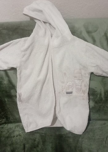 Kapüşonlu Beyaz kız Çocuk Bornoz - Görsel 2