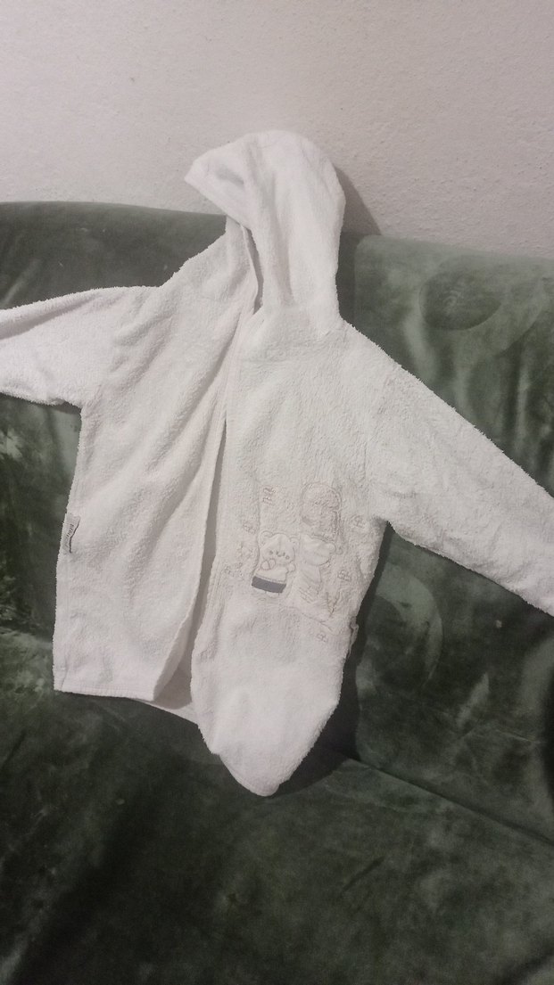 Kapüşonlu Beyaz kız Çocuk Bornoz - Görsel 3