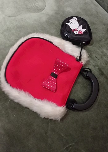 Kürklü Pembe kız çocuk  El Çantası - Görsel 3