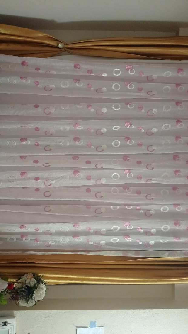 Nakışlı Pembe Tül Perde - Görsel 2