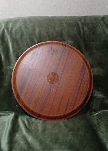 Koyu Kahverengi Yuvarlak Ahşap Tepsi - Görsel 5