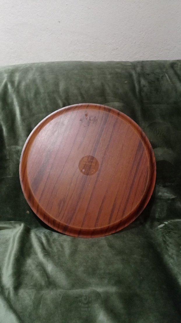 Koyu Kahverengi Yuvarlak Ahşap Tepsi - Görsel 5