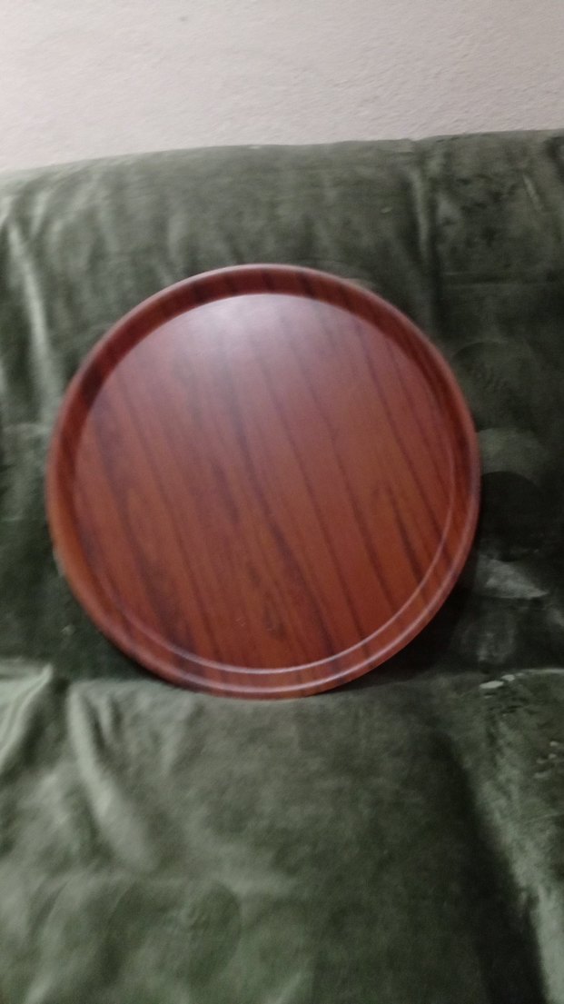 Koyu Kahverengi Yuvarlak Ahşap Tepsi - Görsel 2