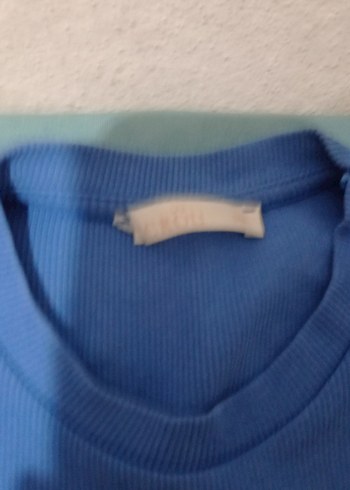 Kız Çocuk Mavi Kısa Kollu Basic Tişört - Görsel 3