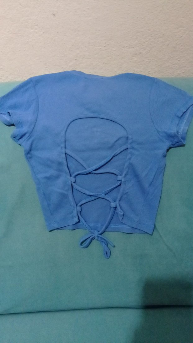 Kız Çocuk Mavi Kısa Kollu Basic Tişört - Görsel 5